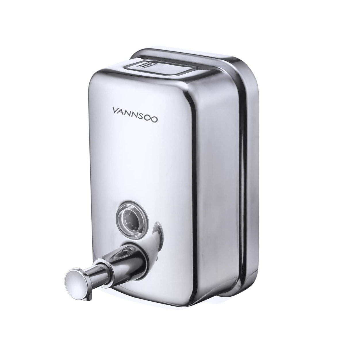VANNSOO front view stainless dispenser showing polished finish and professional look