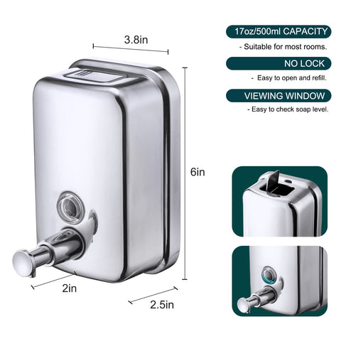 VANNSOO transparent window revealing soap level for easy refill monitoring