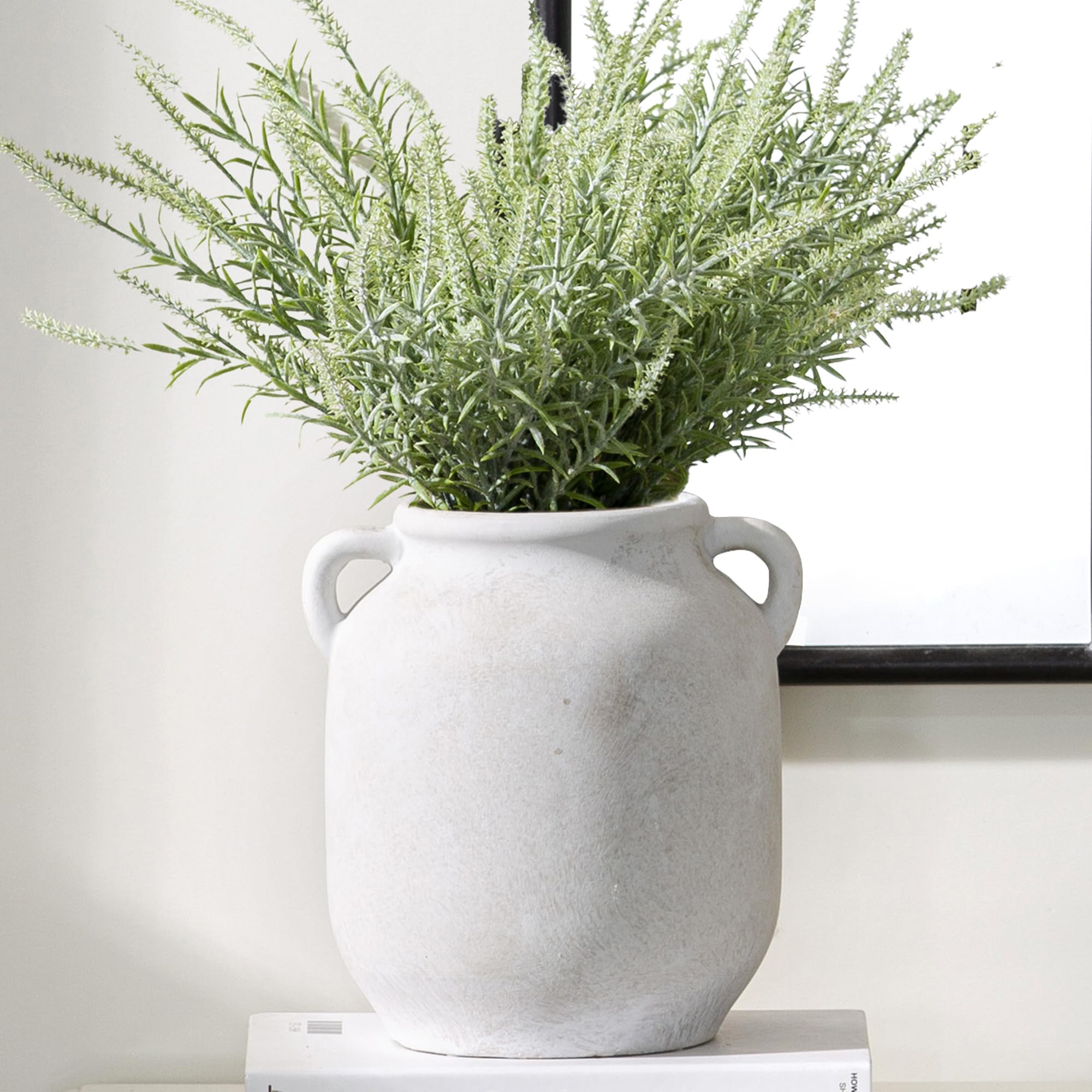 Vanselia front view vase showing shape and neutral finish, adds farmhouse charm