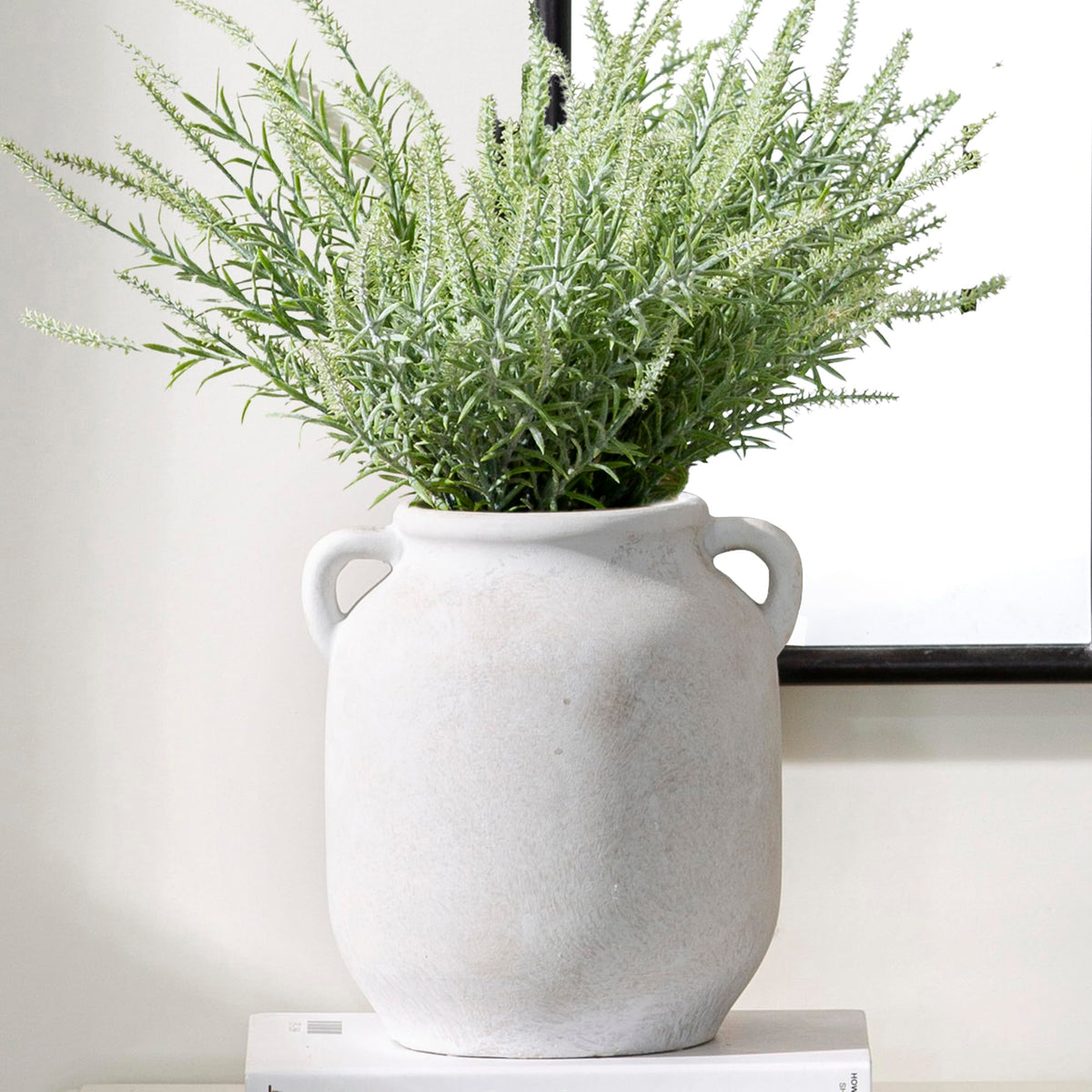 Vanselia front view vase showing shape and neutral finish, adds farmhouse charm