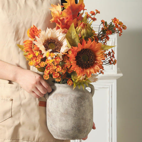 Vanselia styled with pampas grass for rustic look and long-lasting display