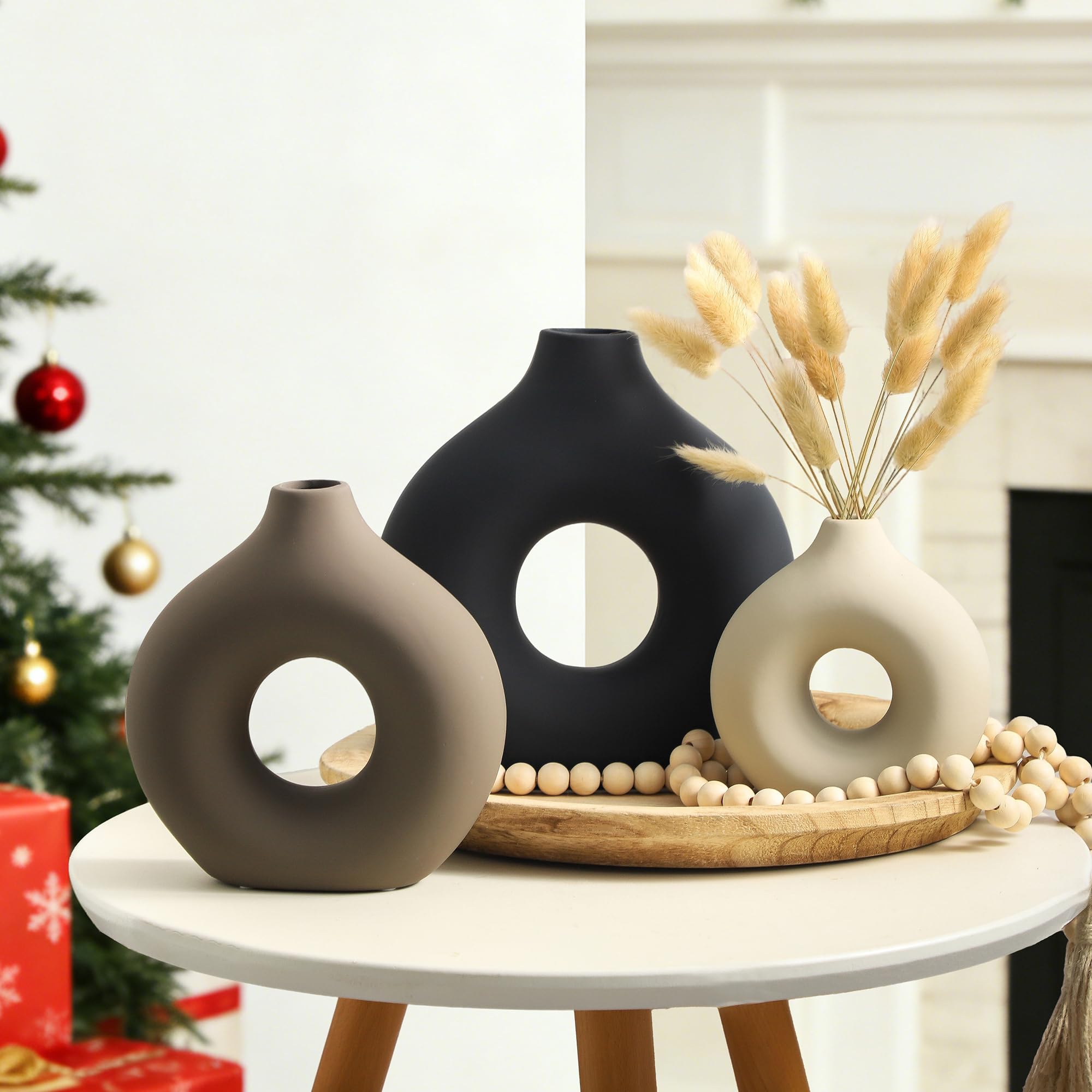 Vanselia three vases arranged as a dining table centerpiece enhancing decor