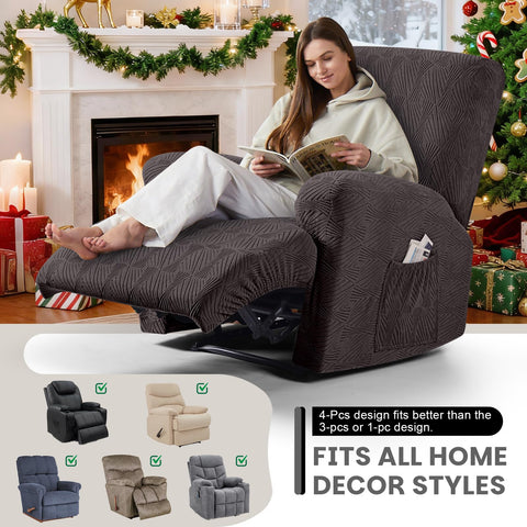 VANSOFY measuring tape beside recliner showing 24–33 inch fit