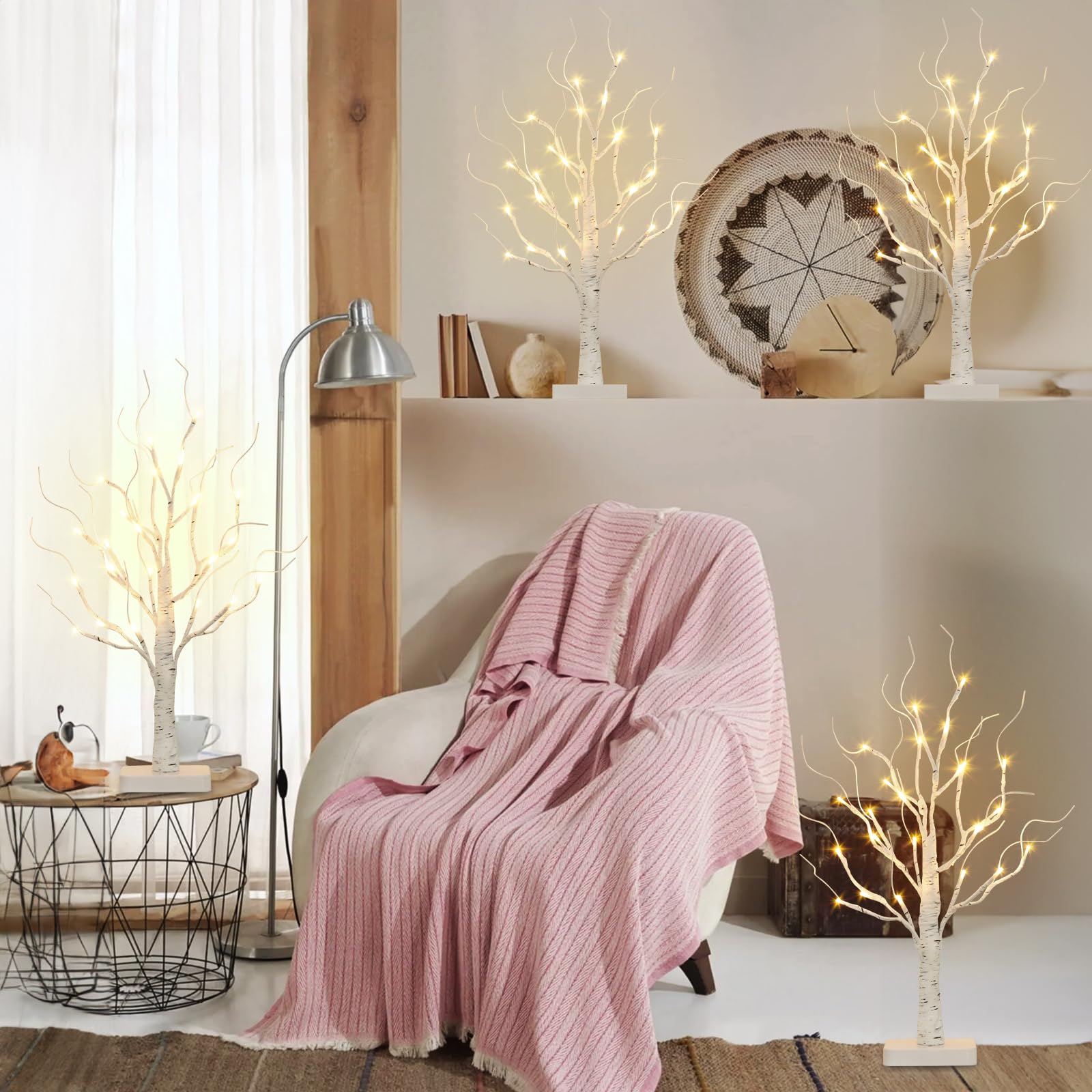 Vanthylit tree on fireplace mantel providing cozy ambient lighting for room atmosphere