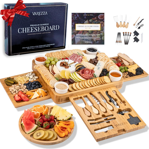 VAREZZA bamboo board front view showing elegant serving surface and durable finish