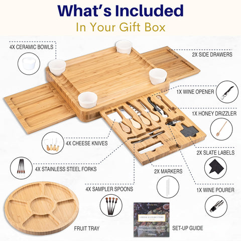 VAREZZA charcuterie set arranged on a table showing easy hosting appeal