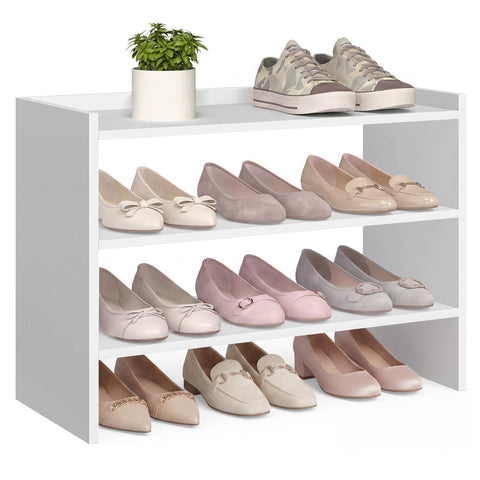 VASAGLE front view of 3-tier shoe rack showing compact organization benefit