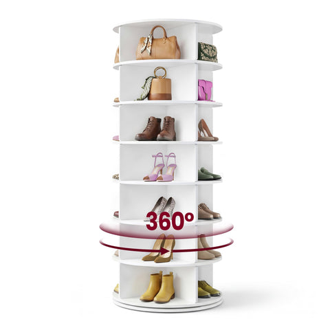 VASAGLE front view of 7-tier rotating shoe rack, maximizes vertical storage