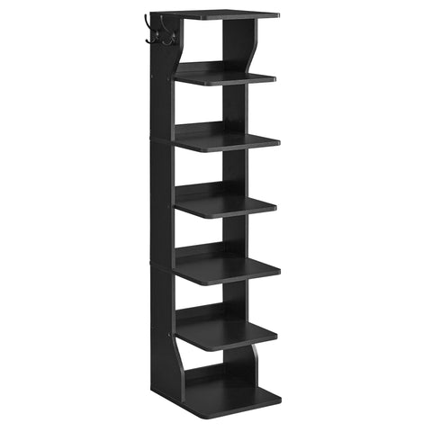 VASAGLE front view of 7-tier shoe rack showing neat vertical storage and accessibility