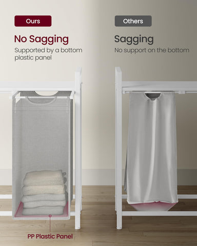 VASAGLE bottom plastic panel showing bag support and no sagging