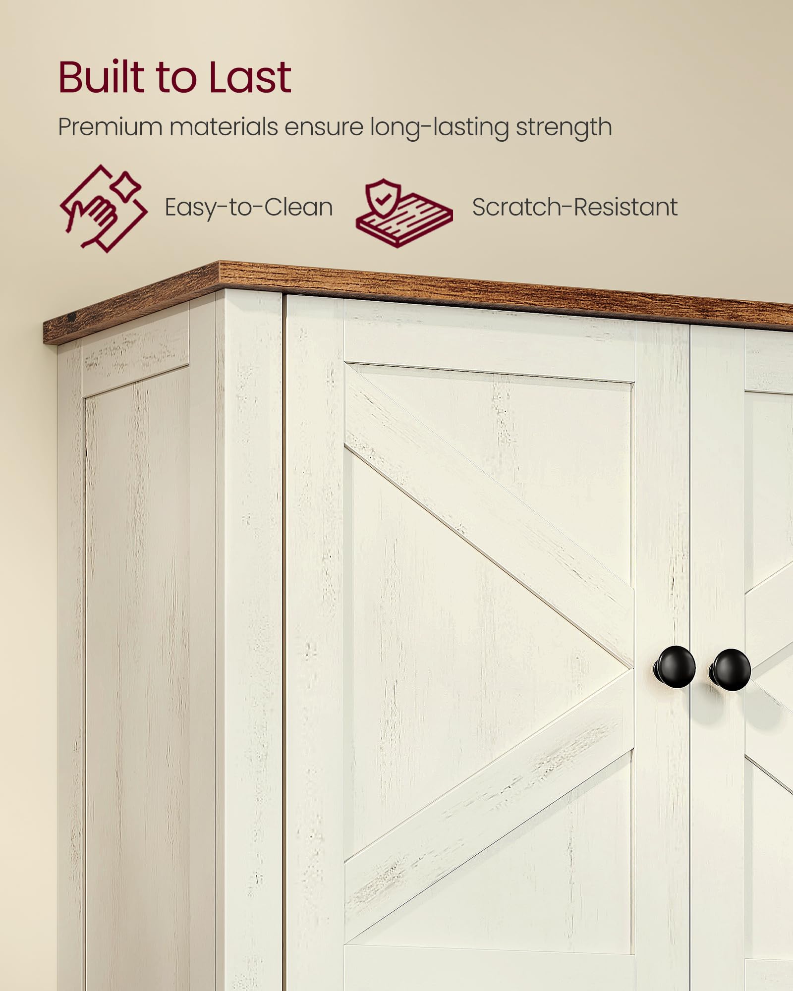 VASAGLE door close-up showing wood grain detail and durable craftsmanship