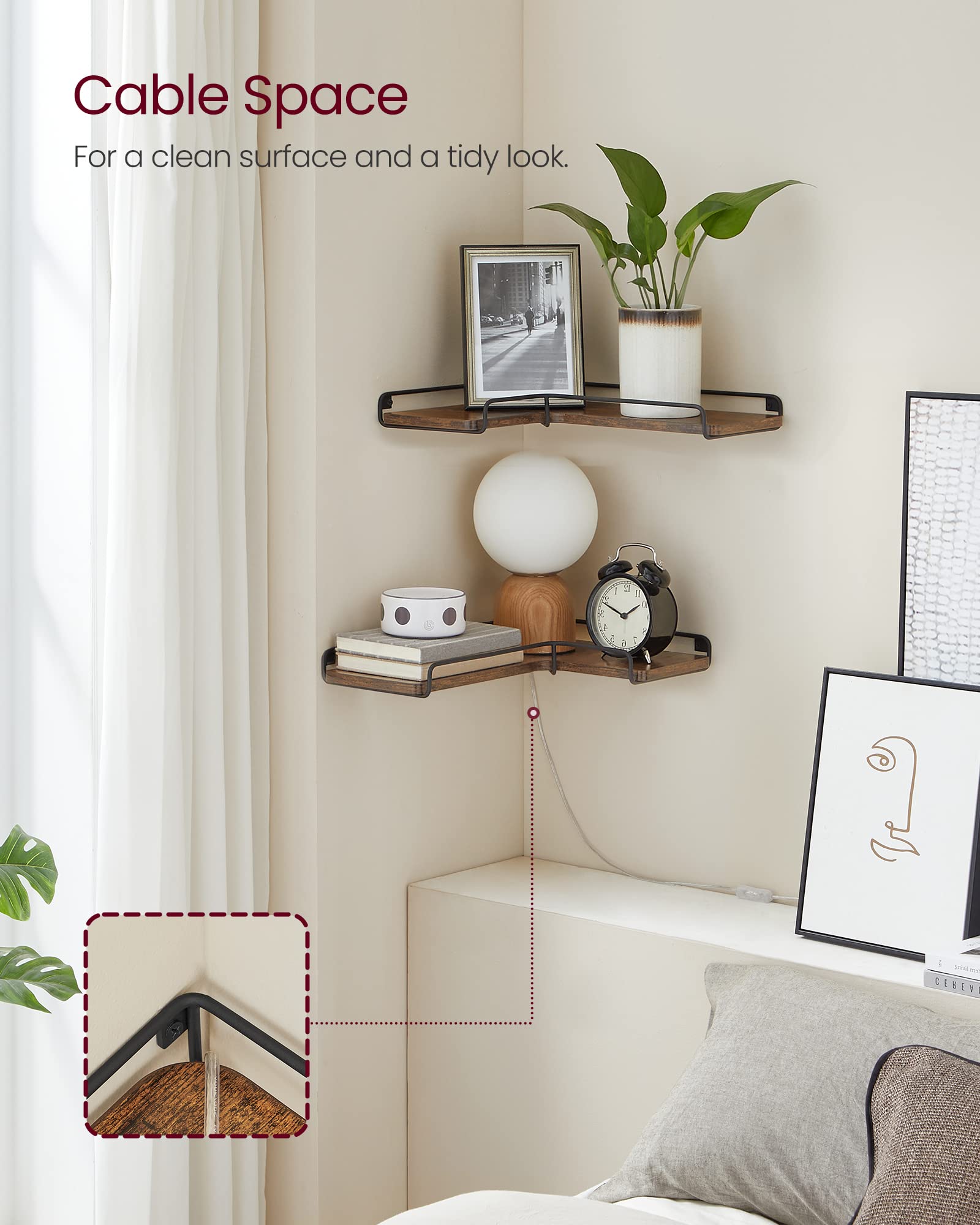 VASAGLE kitchen corner shelf holding jars and bottles for organized storage