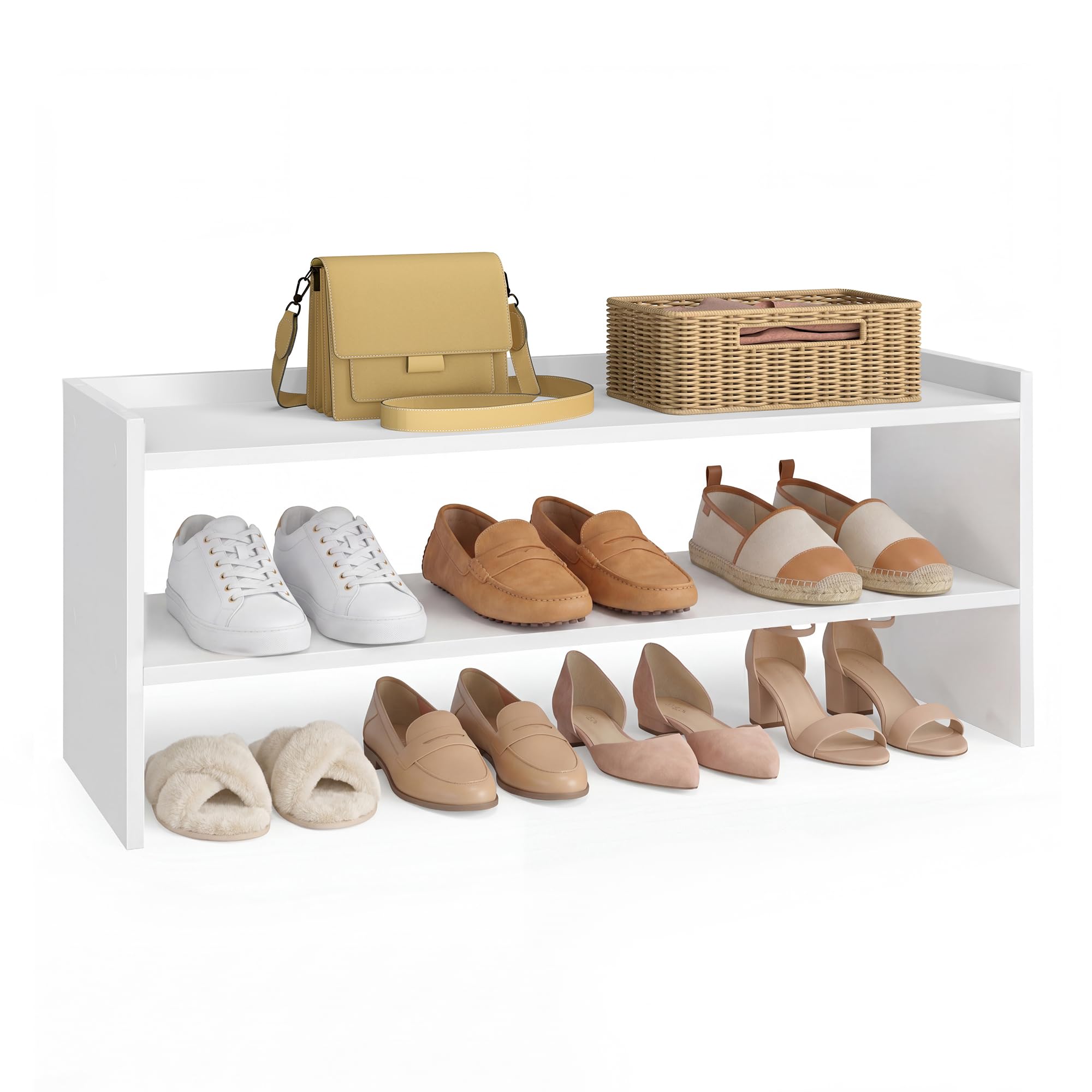 VASAGLE CUSTOS front view showing compact white two-tier organization benefit