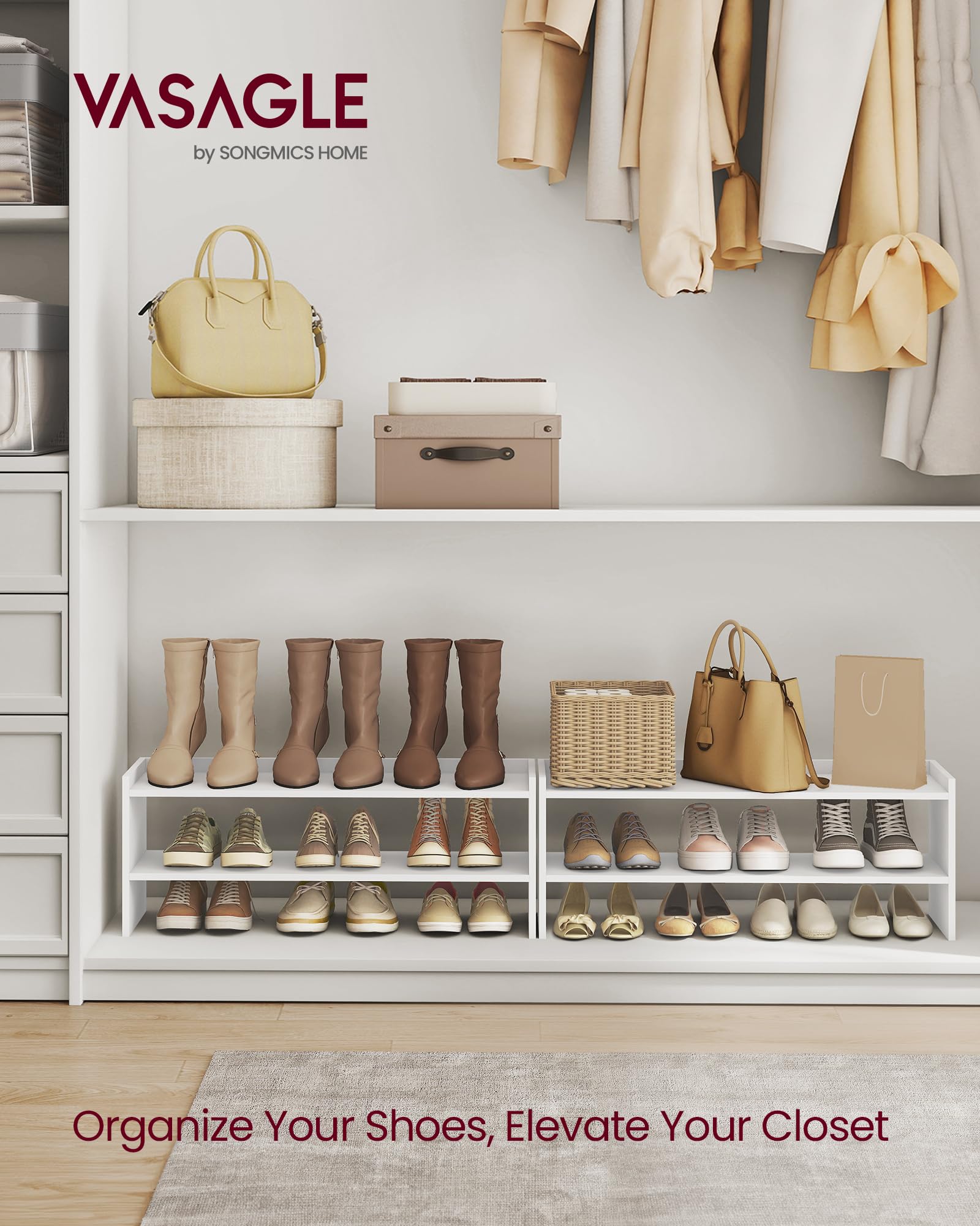 VASAGLE CUSTOS side profile highlighting slim design and space-saving benefit