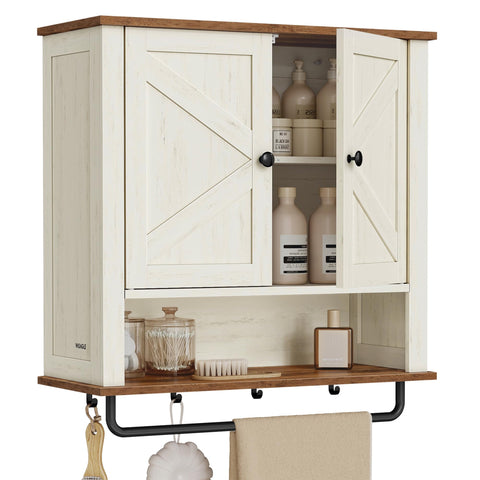 VASAGLE front view with barn doors showing farmhouse style and organized storage