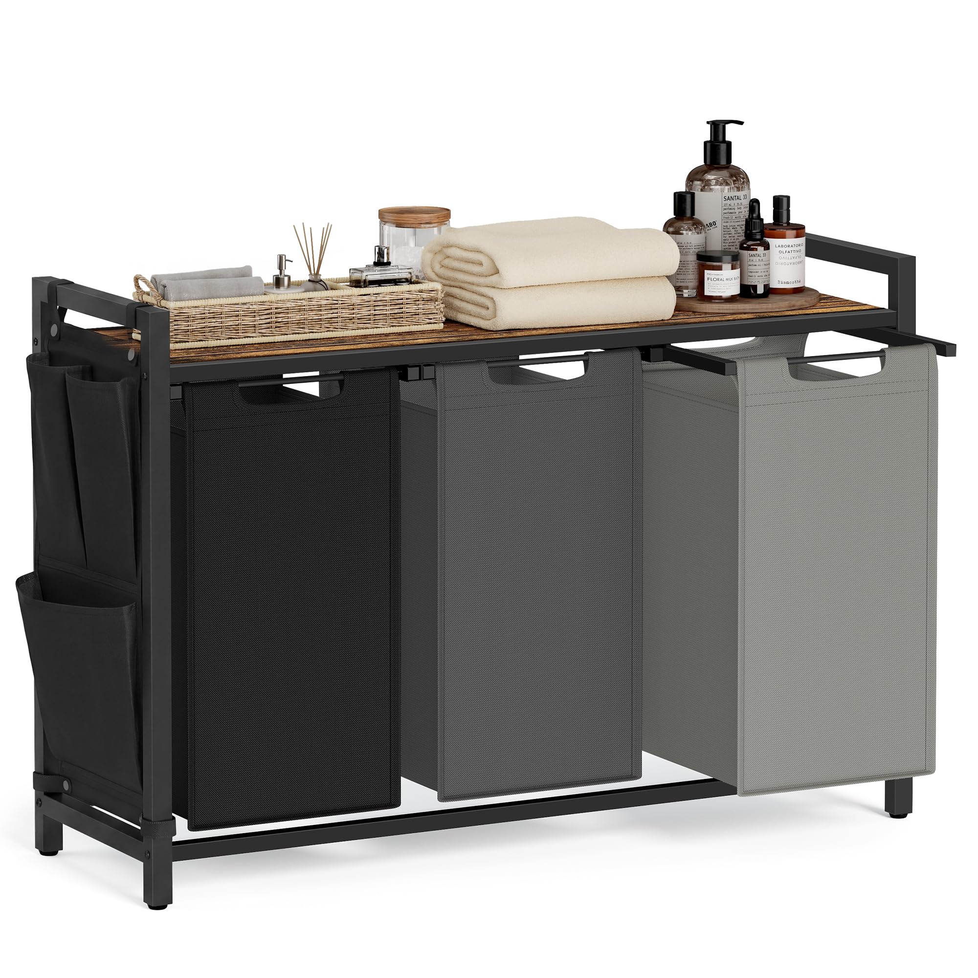 VASAGLE front view showing three compartments and organized sorting benefit