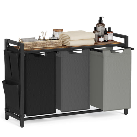 VASAGLE front view showing three compartments and organized sorting benefit