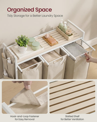 VASAGLE three bags removed for carrying to washer, lightweight transport advantage