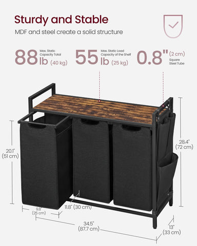 VASAGLE beside a laundry basket to show scale and space-saving benefit