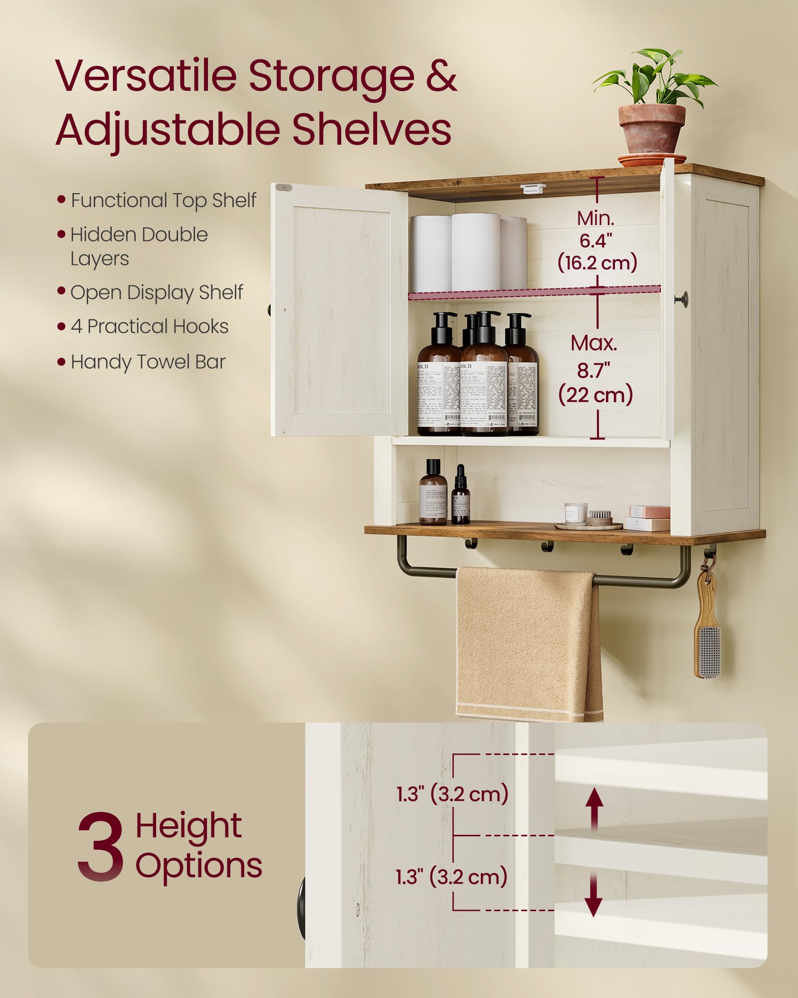 VASAGLE four hooks with hanging items for quick-access organization benefit