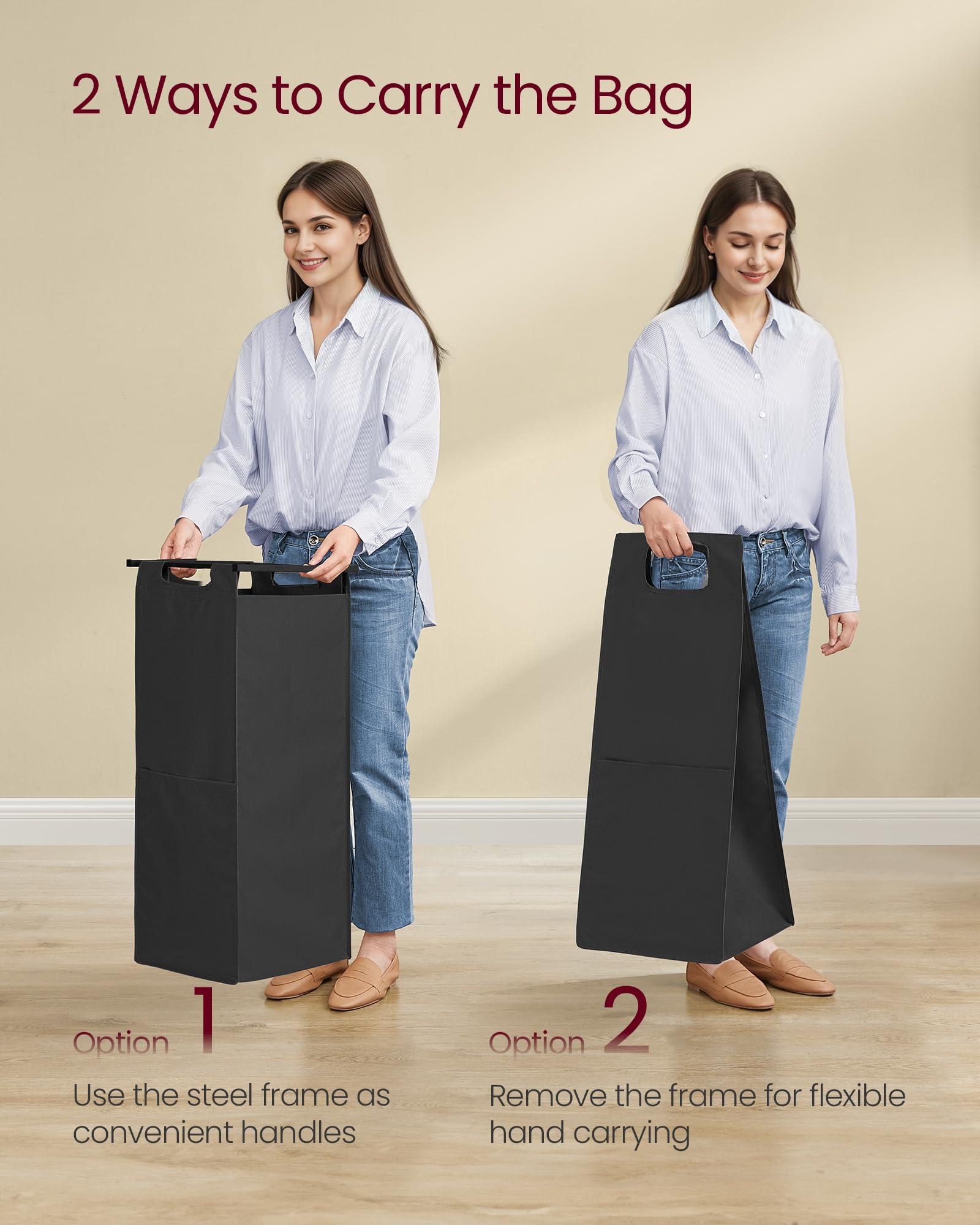 VASAGLE next to person for size comparison highlighting capacity