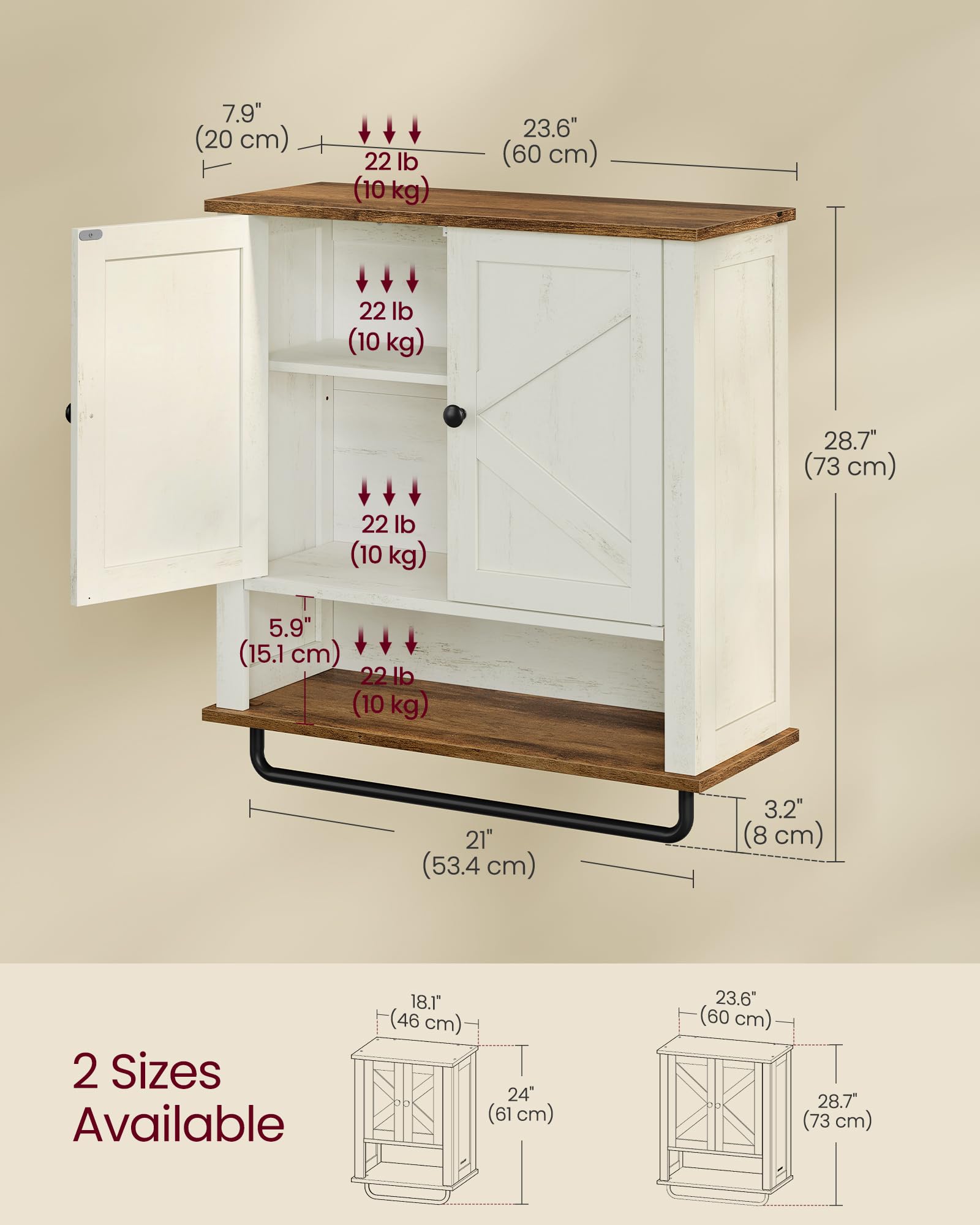 VASAGLE bathroom mounted above sink demonstrating space-saving, stylish storage