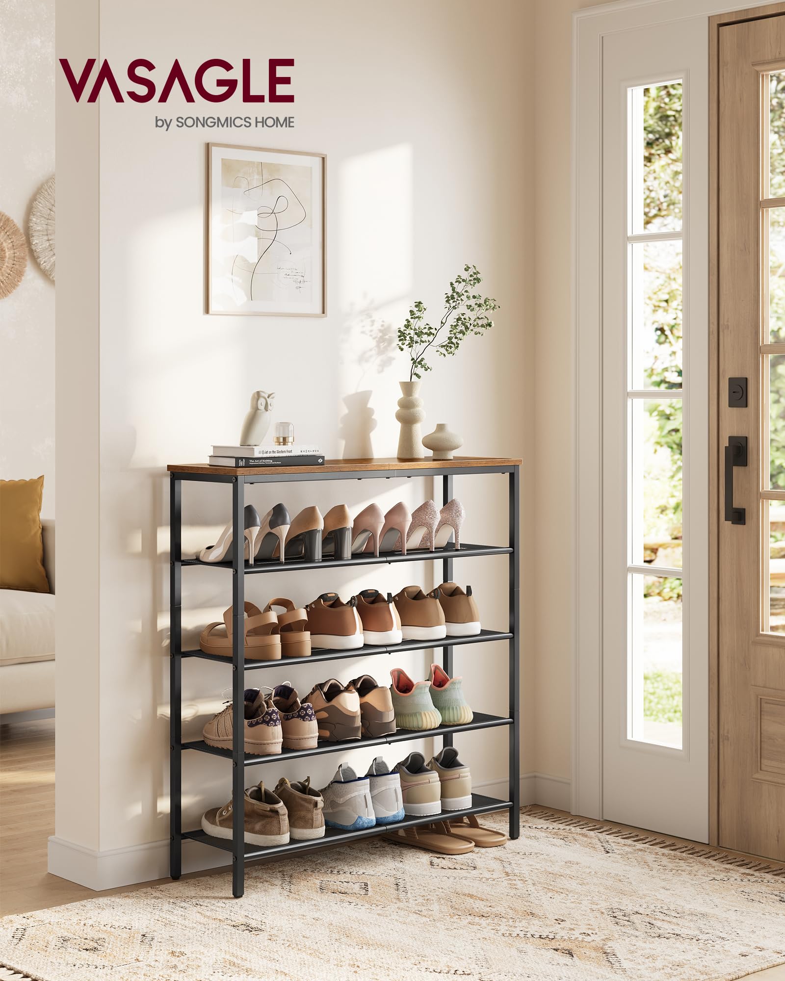 VASAGLE close-up of metal mesh shelf highlighting durable support
