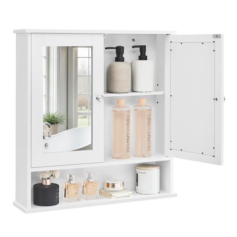 VASAGLE mirrored doors front view showing tidy storage and grooming benefit
