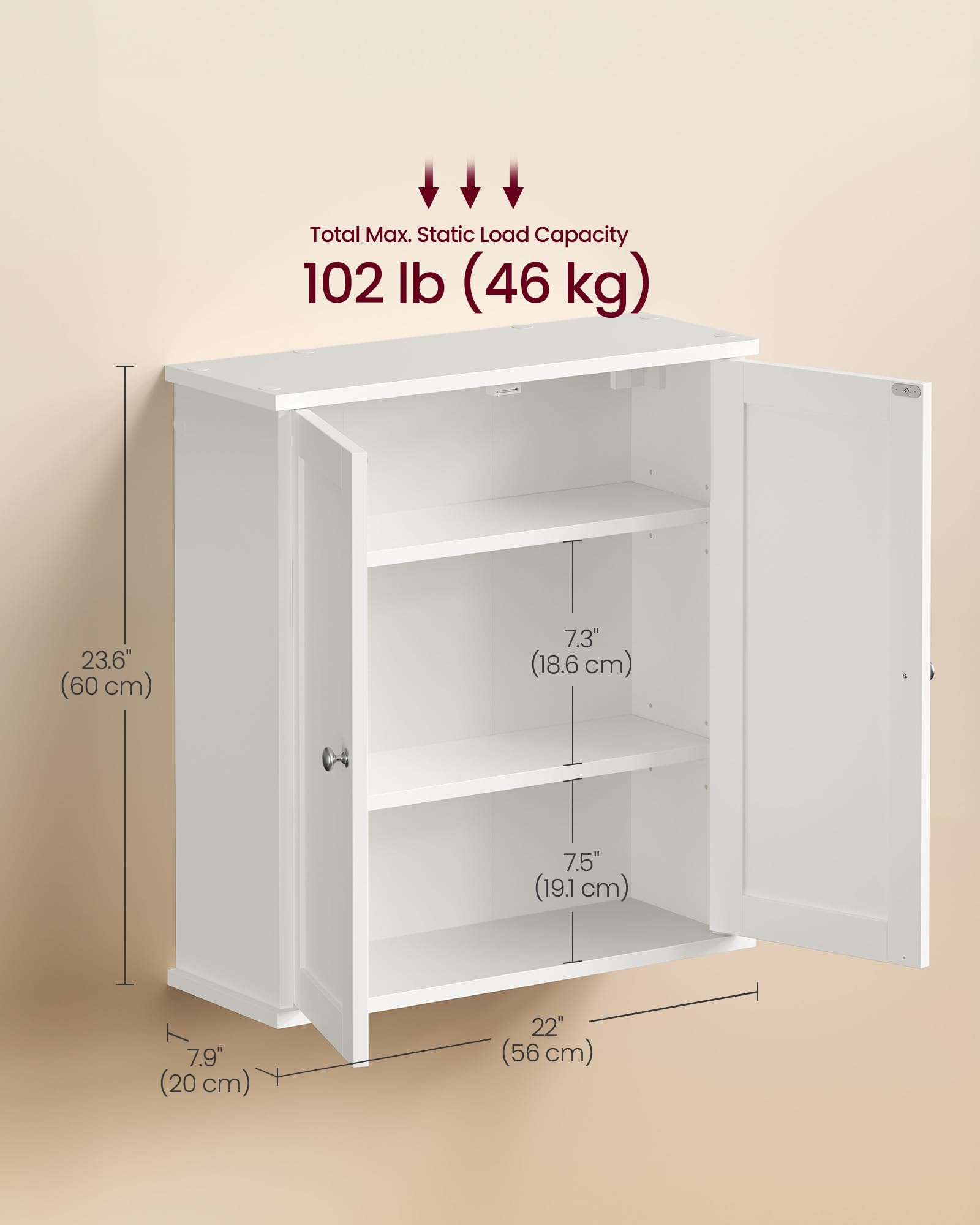 VASAGLE mounted in bathroom showing saved floor space