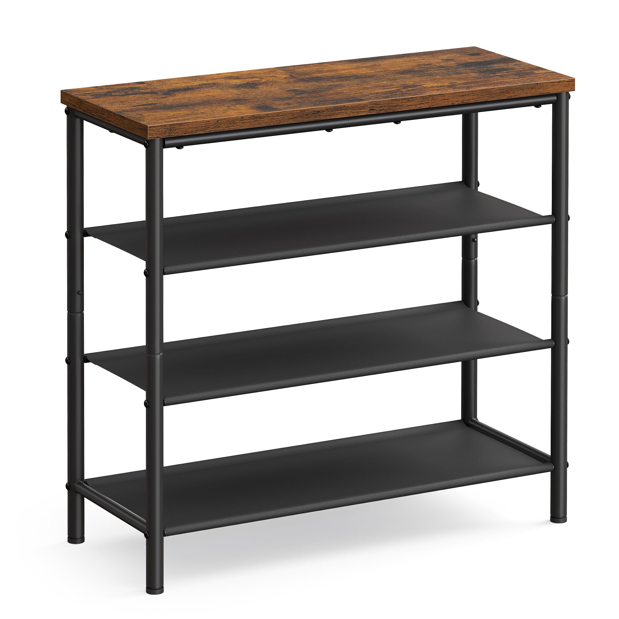 VASAGLE front view of assembled shoe rack showing organized shoes and neat entryway