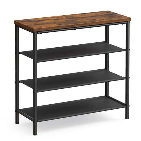 VASAGLE front view of assembled shoe rack showing organized shoes and neat entryway