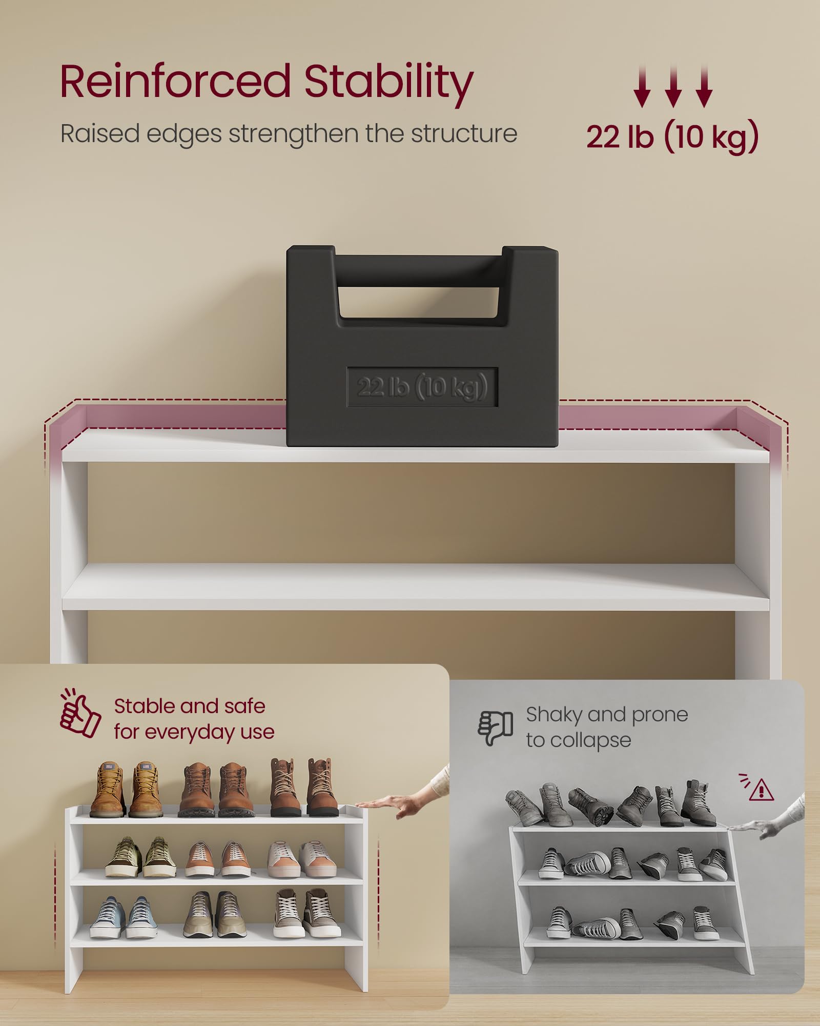 VASAGLE shoe rack in entryway with shoes organized for quick grab-and-go