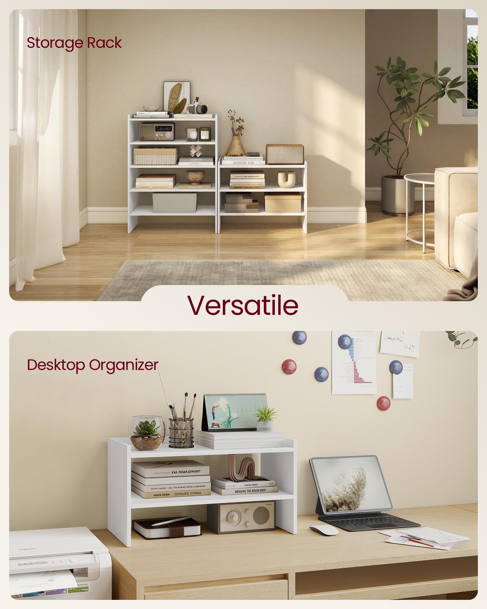 VASAGLE included hardware and connectors laid out showing easy assembly benefit