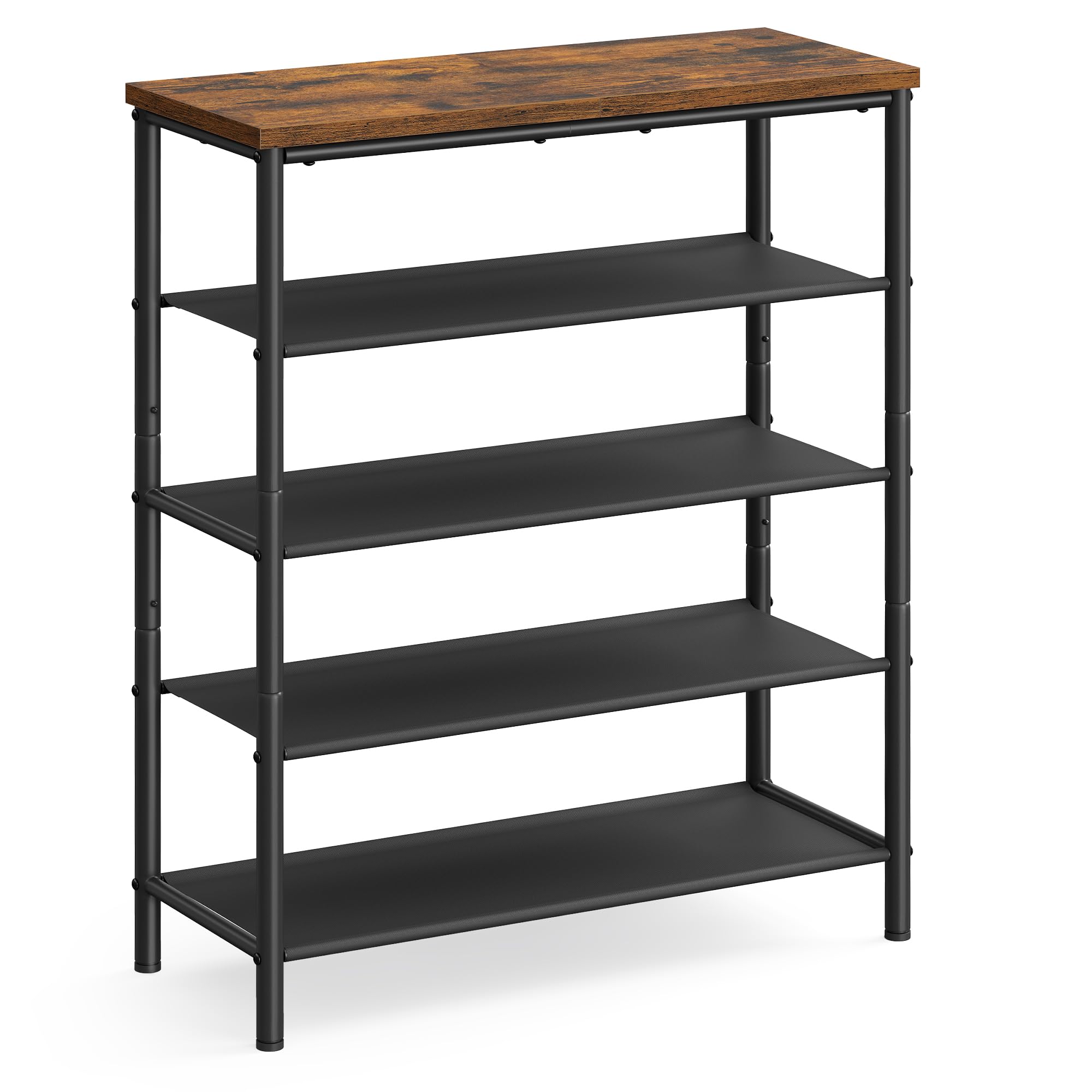 VASAGLE front view of 5-tier shoe rack showing compact organized storage