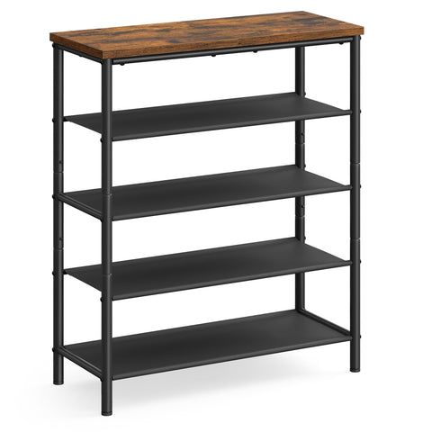 VASAGLE front view of 5-tier shoe rack showing compact organized storage