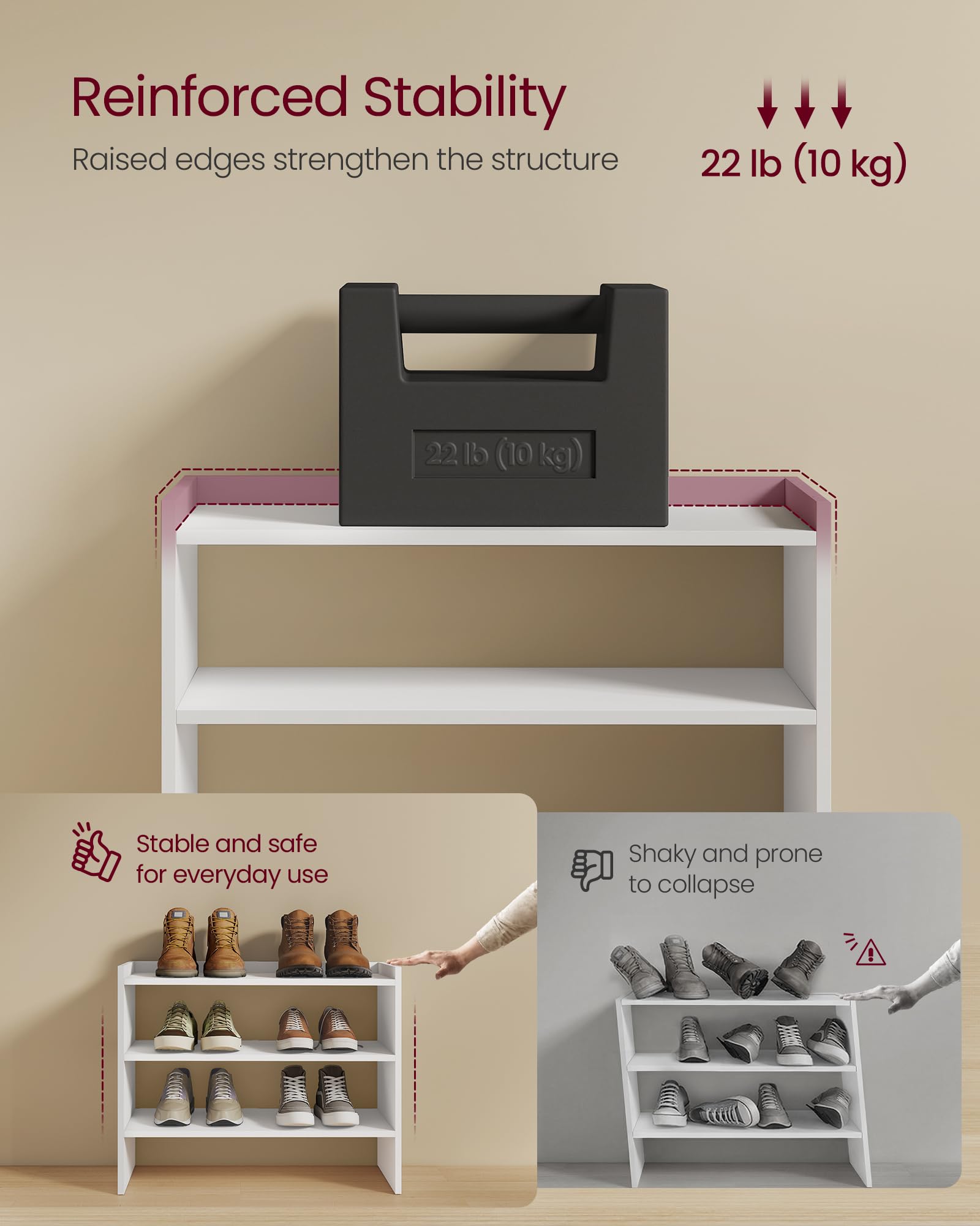 VASAGLE shoe rack installed in closet demonstrating space-saving benefit
