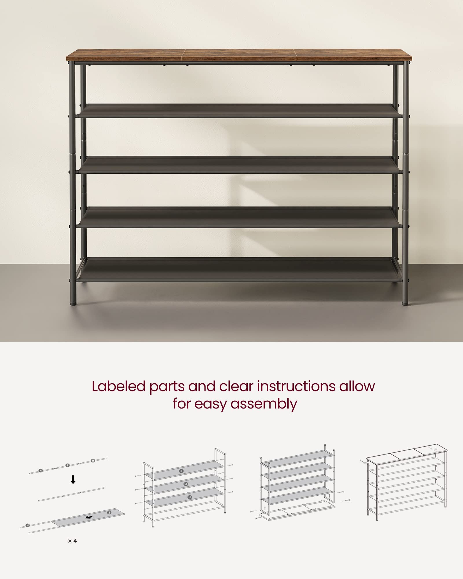 VASAGLE industrial-style shot showing frame finish adding visual charm