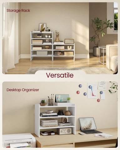 VASAGLE rack styled in entryway showing tidy, coordinated décor benefit