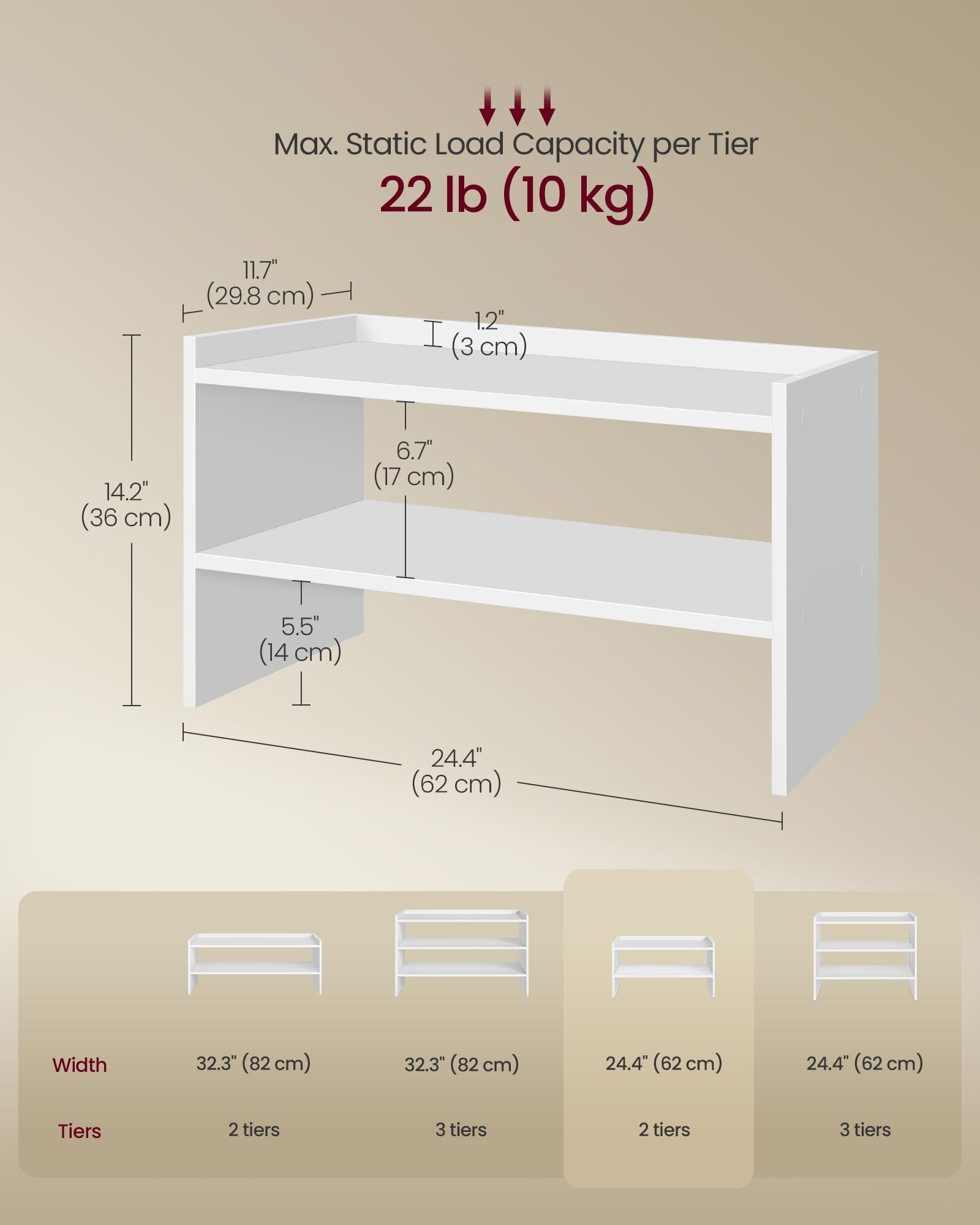 VASAGLE shelf holding books and baskets showing versatile organization benefit
