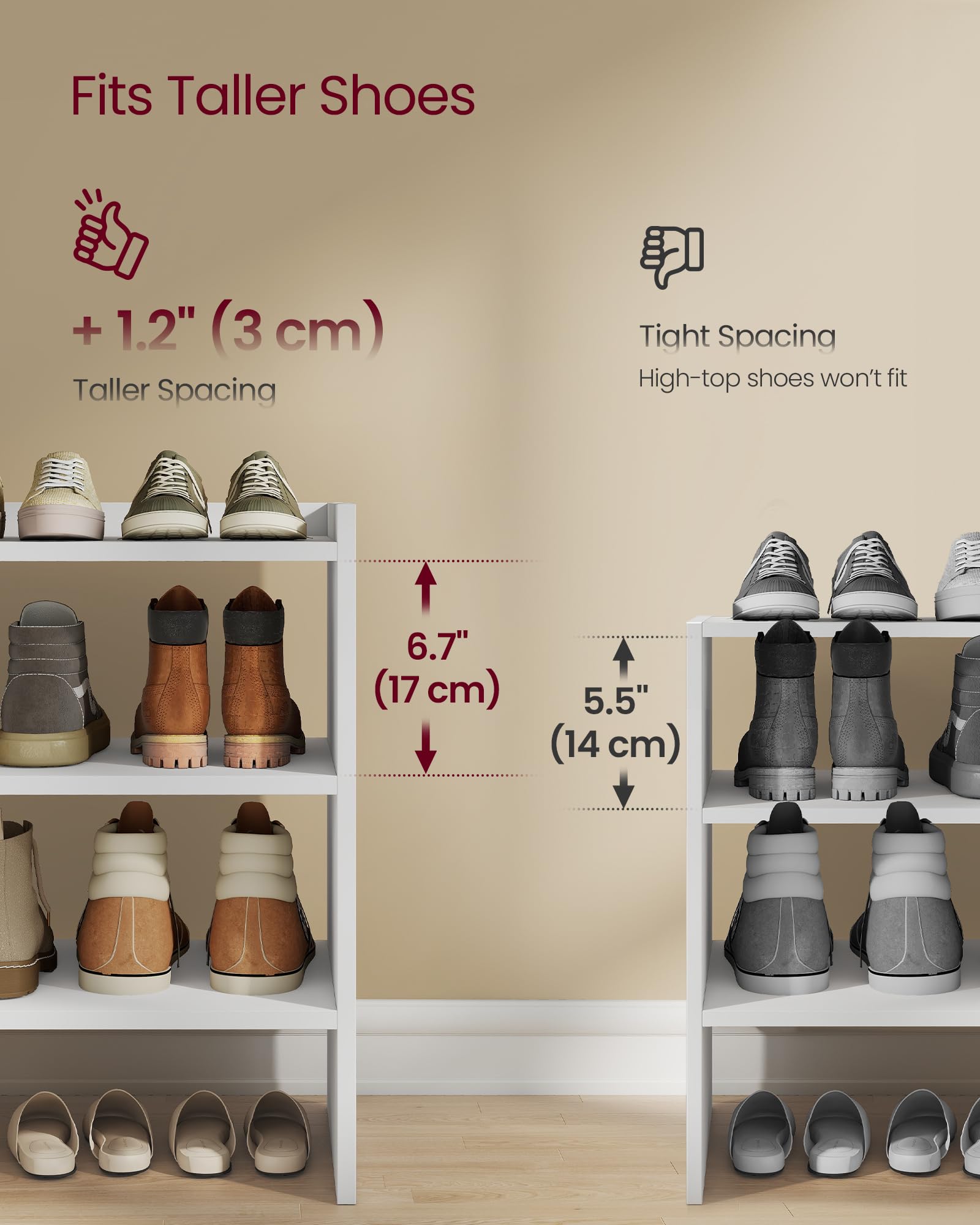 VASAGLE shelf surface texture highlighting durable particleboard benefit