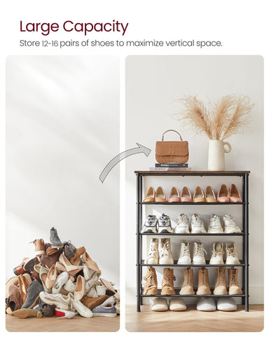 VASAGLE shoe rack styled in an entryway showing neat, accessible organization