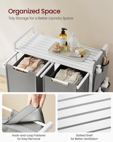 VASAGLE top shelf styled with toiletries to show extra storage and airflow