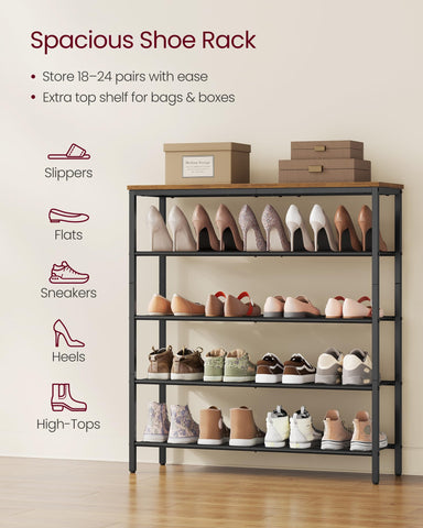 VASAGLE top shelf styled with keys and decor offering convenient drop zone