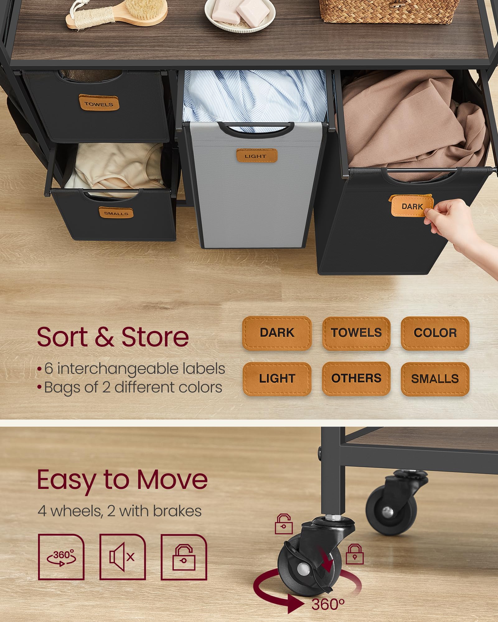 VASAGLE caster wheels with locks demonstrating stable mobility and locking benefit