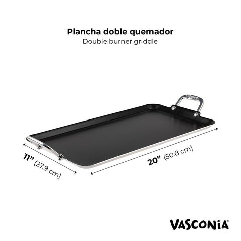 Vasconia cooking pancakes and bacon illustrating nonstick performance benefit