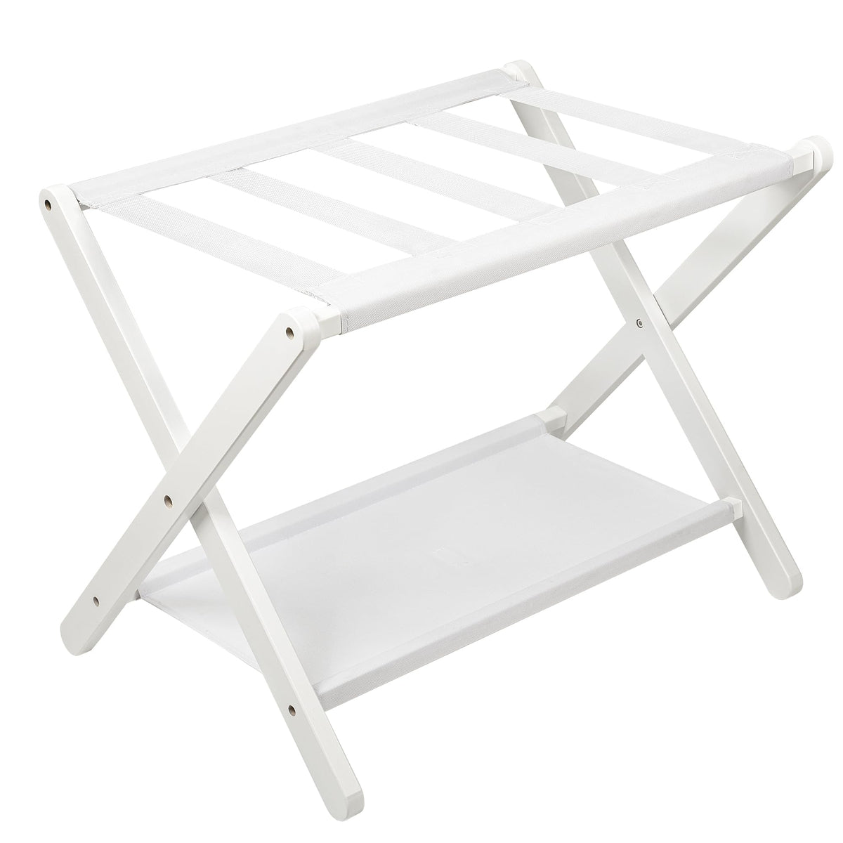 VASMIA front view white luggage rack showing sturdy design and neat finish
