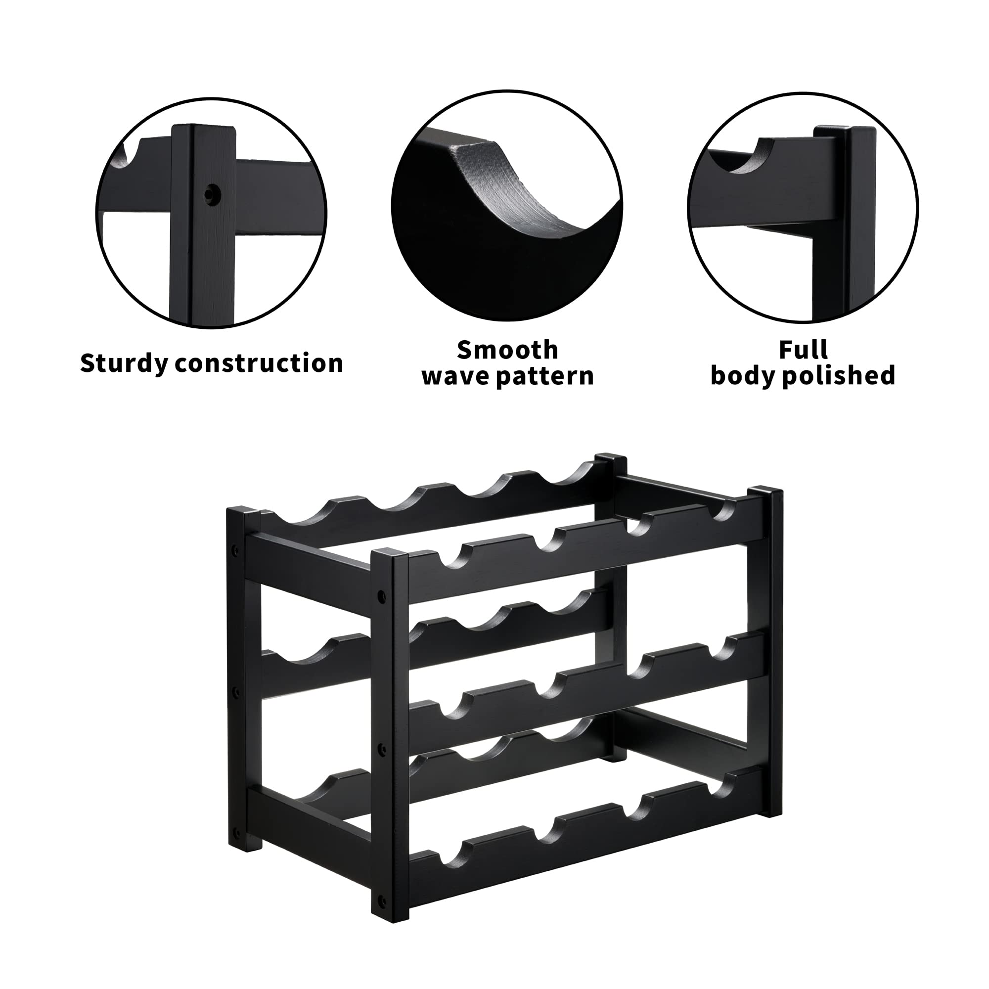 VASMIA black finish detail highlighting durable bamboo aesthetic benefit