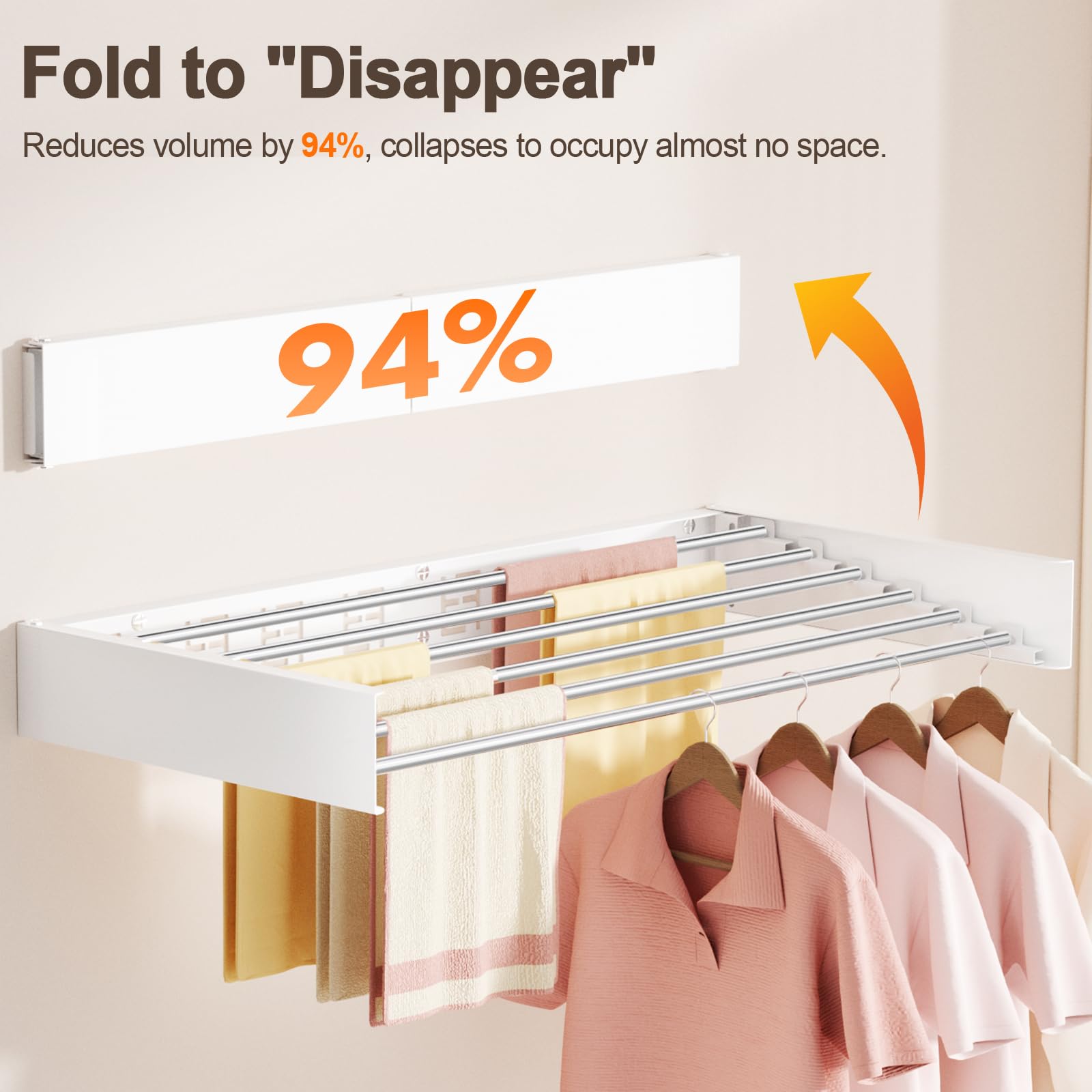 Vasunray in use with towels hanging illustrating faster drying and organized laundry