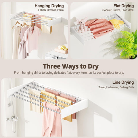 Vasunray lifestyle bathroom setting showing compact drying and tidy home look