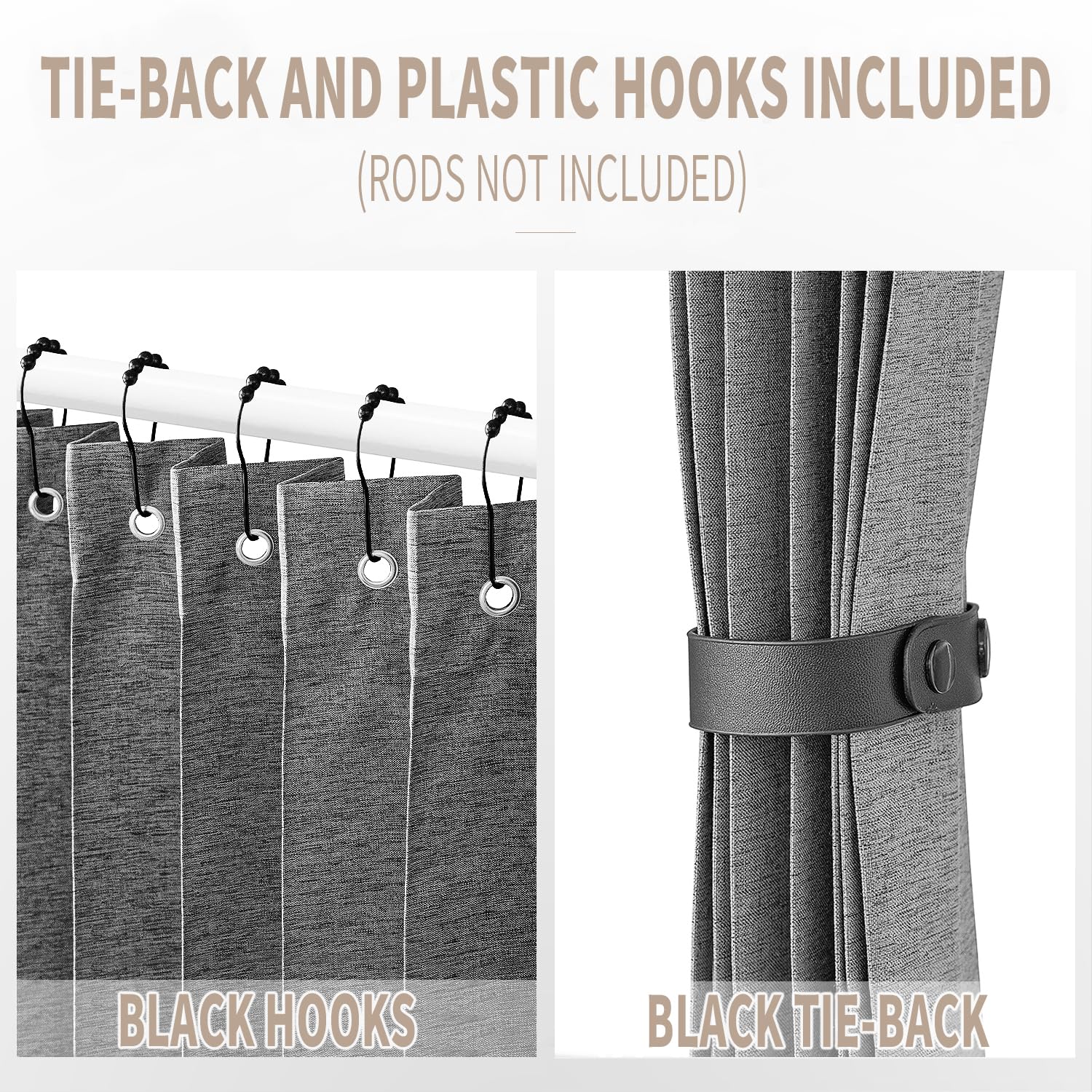 Vatge metal grommets and rust-resistant hooks for secure install